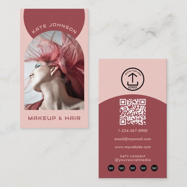 Carte De Visite Logo Code QR Photo Arch Maquillage Moderne Terroir (Devant / Derrière)