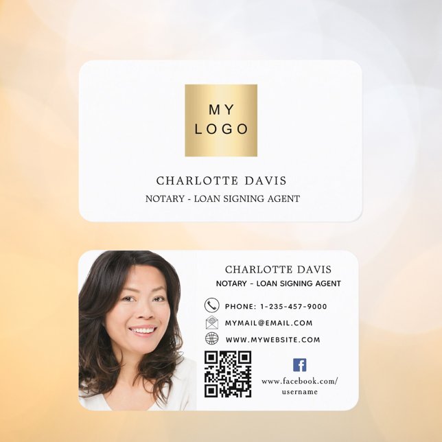 Carte De Visite Logo code QR photo icône facebook blanc noir (Créateur téléchargé)