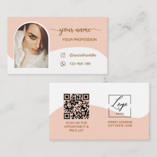 Carte De Visite Logo code QR photo rose style moderne Business scr