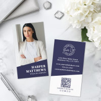 Logo Code QR Photo Vertical Bleu Marine