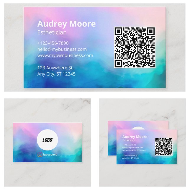 Carte De Visite Logo Code QR Salon Spa Élégant Moderne (Salon Spa Elegant Modern Logo QR Code Business Card
)