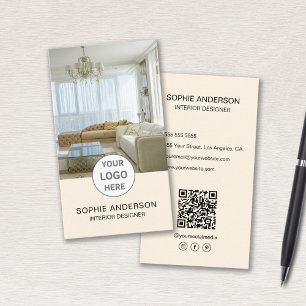 Carte De Visite Logo Concepteur d'intérieur Photo QR Social Media