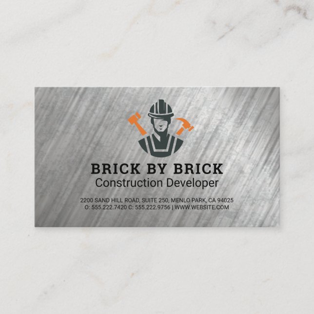 Carte De Visite Logo Construction | Bâtisseur | Propriétés (Devant)