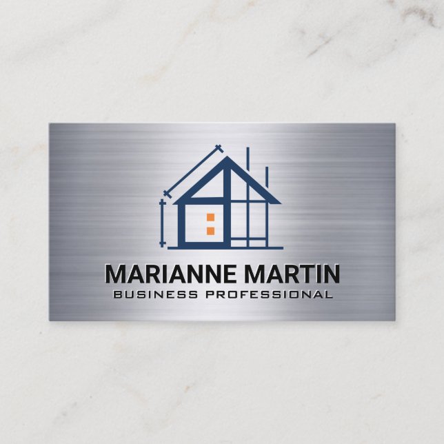 Carte De Visite Logo Construction | Métal | Entrepreneur  (Devant)