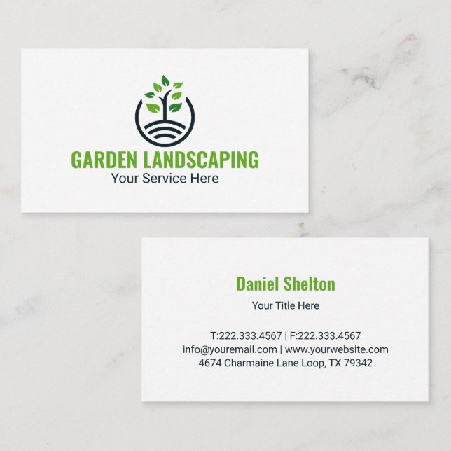 Carte de visite Logo Croissance Arbre Vert Moderne (Devant / Derrière)