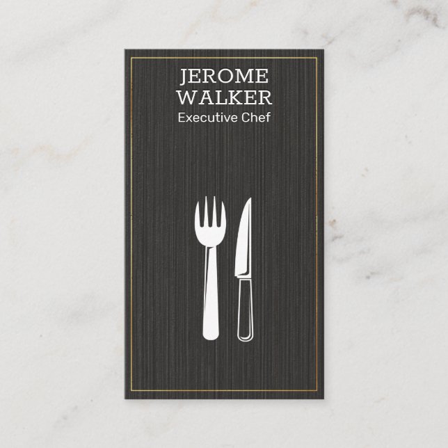 Carte De Visite Logo culinaire | Texture noire (Devant)