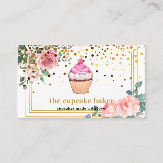 Carte De Visite Logo Cupcake Moderne Boulangerie Chef Cuisine Conf (Devant)