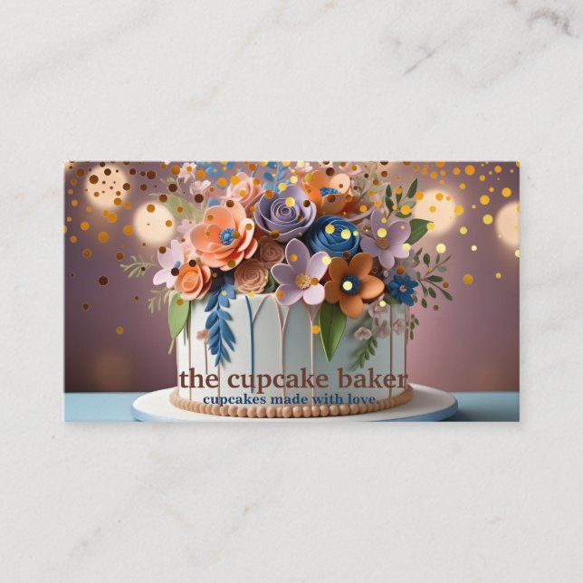 Carte De Visite Logo Cupcake Moderne Boulangerie Chef Cuisine Conf (Devant)