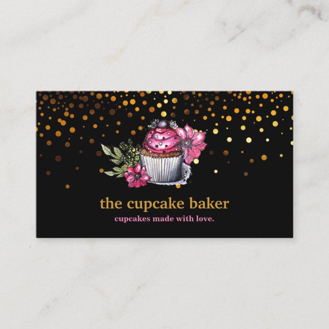 Carte De Visite Logo Cupcake Moderne Boulangerie Chef Cuisine Conf (Devant)