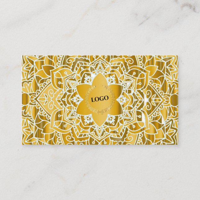 Carte De Visite Logo d'affaires Gold Mandala (Devant)