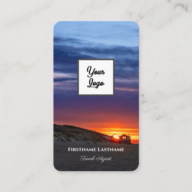 Carte De Visite Logo d'agence de voyages représentant un coucher d (Devant)
