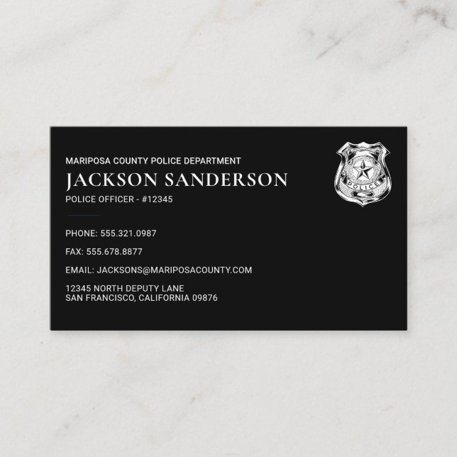 Carte De Visite Logo d'agent de la force publique du département d (Devant)