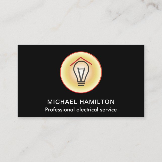 Carte De Visite Logo d'ampoule professionnelle service électrique  (Devant)