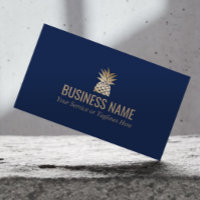 Logo d'ananas d'or moderne Élégant bleu de minuit