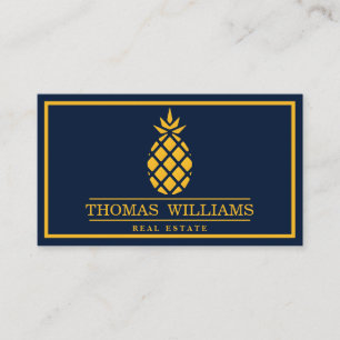 Carte De Visite Logo d'ananas élégant moderne sur fond noir