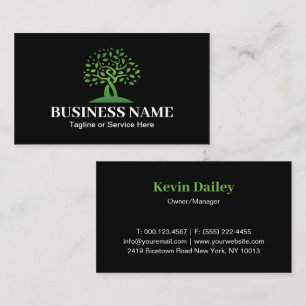 Carte De Visite Logo d'arbre moderne pour services de jardin vert