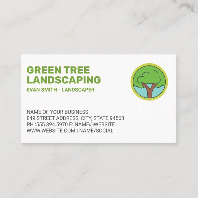 Carte De Visite Logo d'arbre simple | Paysage (Devant)