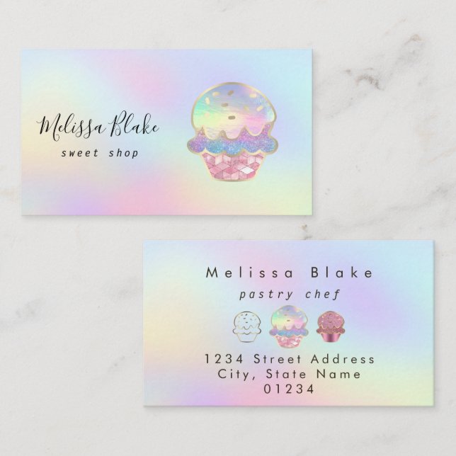 Carte De Visite logo de beignet couleurs pastel arrière-plan (Devant / Derrière)