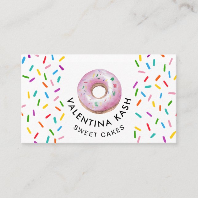 Carte De Visite Logo de beignet rose (Devant)