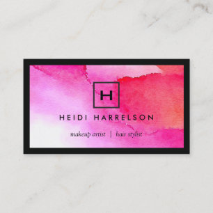 Carte De Visite Logo de boîte avec votre initiale sur l'aquarelle