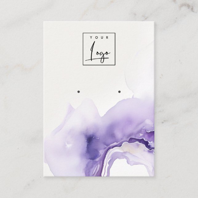 Carte De Visite Logo de boucle d'oreille en agate aquarelle abstra (Devant)