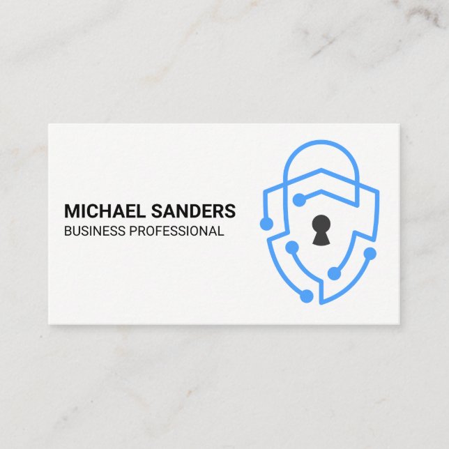Carte De Visite Logo de bouclier de sécurité technologique bleu mo (Devant)