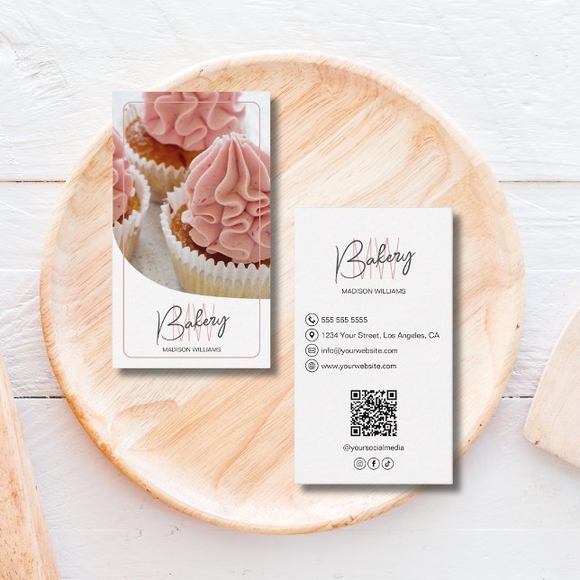 Carte De Visite Logo de boulangerie à monogramme moderne (Create your own monogram logo, replace with your initials, name or text to match your business.)