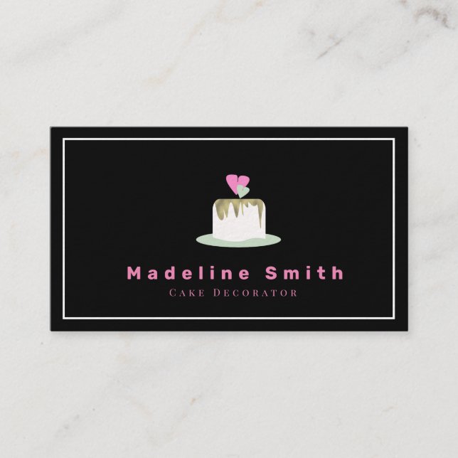 Carte De Visite Logo de boulangerie de gâteau de mariage en or fau (Devant)