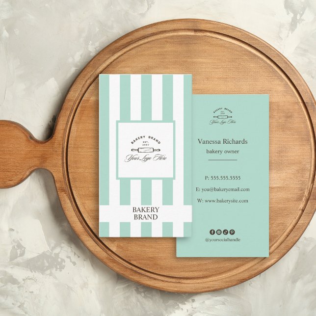 Carte De Visite Logo de boulangerie française vert menthe blanc ra (Créateur téléchargé)