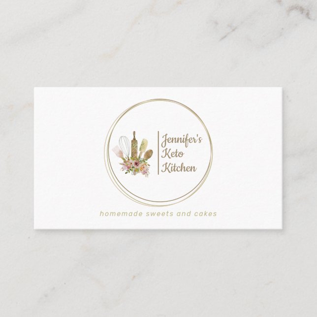 Carte De Visite Logo de boulangerie rustique Keto végane Chef (Devant)