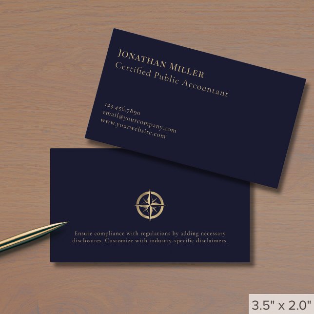 Carte De Visite Logo de boussole professionnelle simple (Créateur téléchargé)