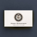 Carte De Visite Logo de boussole vintage Revêtement de lin profess<br><div class="desc">Design élégant et intelligent avec compas gravure vintage du logo.</div>
