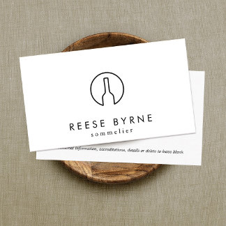 Carte De Visite Logo de bouteille de vin moderne Sommelier blanc