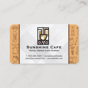 Carte De Visite Logo de café moderne Motif d'accessoires de café