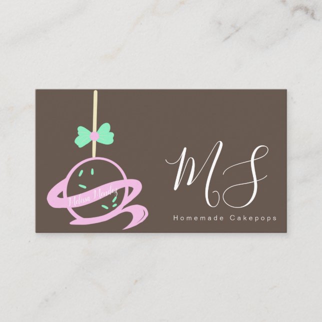 Carte De Visite Logo de Cakepop Ruban Bannière Décorateur de Gâtea (Devant)