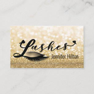 Carte De Visite Logo de calligraphie des cils en or professionnel