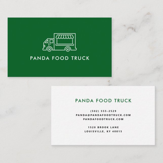 Carte De Visite Logo de camion alimentaire vert et blanc (Devant / Derrière)