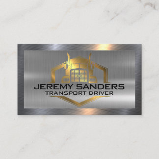 Carte De Visite Logo de camion métal d'or | Bordure métallique