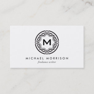 CARTE DE VISITE LOGO DE CERCLE DÉCORATIF AVEC VOTRE B & W INITIAL