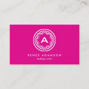 Carte De Visite LOGO DE CERCLE DÉCORATIF avec VOTRE Magenta INITIA