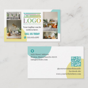 Carte De Visite Logo de cercles turquoise jaune Photos Entreprise
