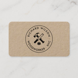 Carte De Visite logo de charpentier professionnel noir moderne kra