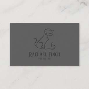 Carte De Visite Logo De Chat Et Chien Moderne Gris Au Charbon