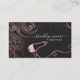 Carte De Visite Logo de cheveux rose Gold Hair Styliste   Élégant