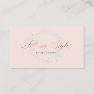 Carte De Visite Logo de Chic Navy Blue & Rose Gold Foil Company