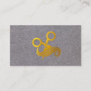 Carte De Visite Logo de ciseaux à cheveux   Fond de texture grise
