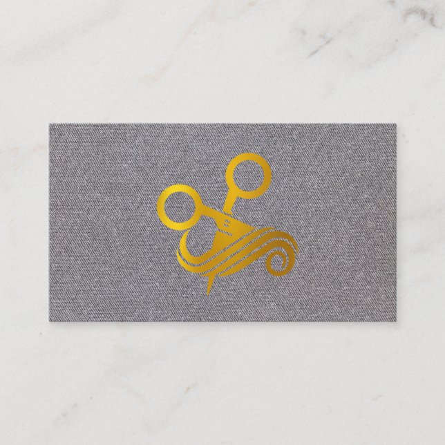 Carte De Visite Logo de ciseaux à cheveux | Fond de texture grise (Devant)