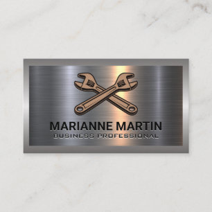 Carte De Visite Logo de clé croisée   Aluminium métallique