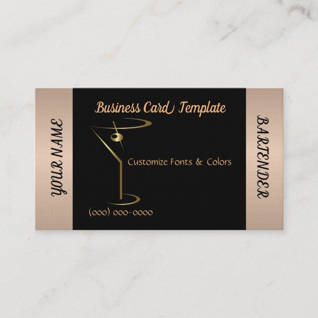 Carte De Visite Logo de cocktail Bartender Martini  (Devant)
