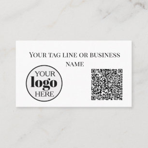 Carte De Visite Logo de code QR blanc simple